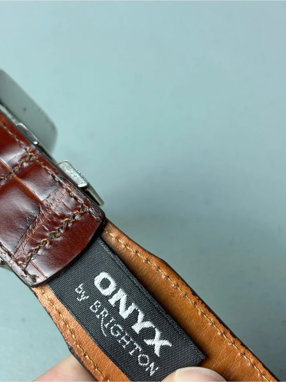 Onyx Brighton Men's Brown Leather Dress Belt 38